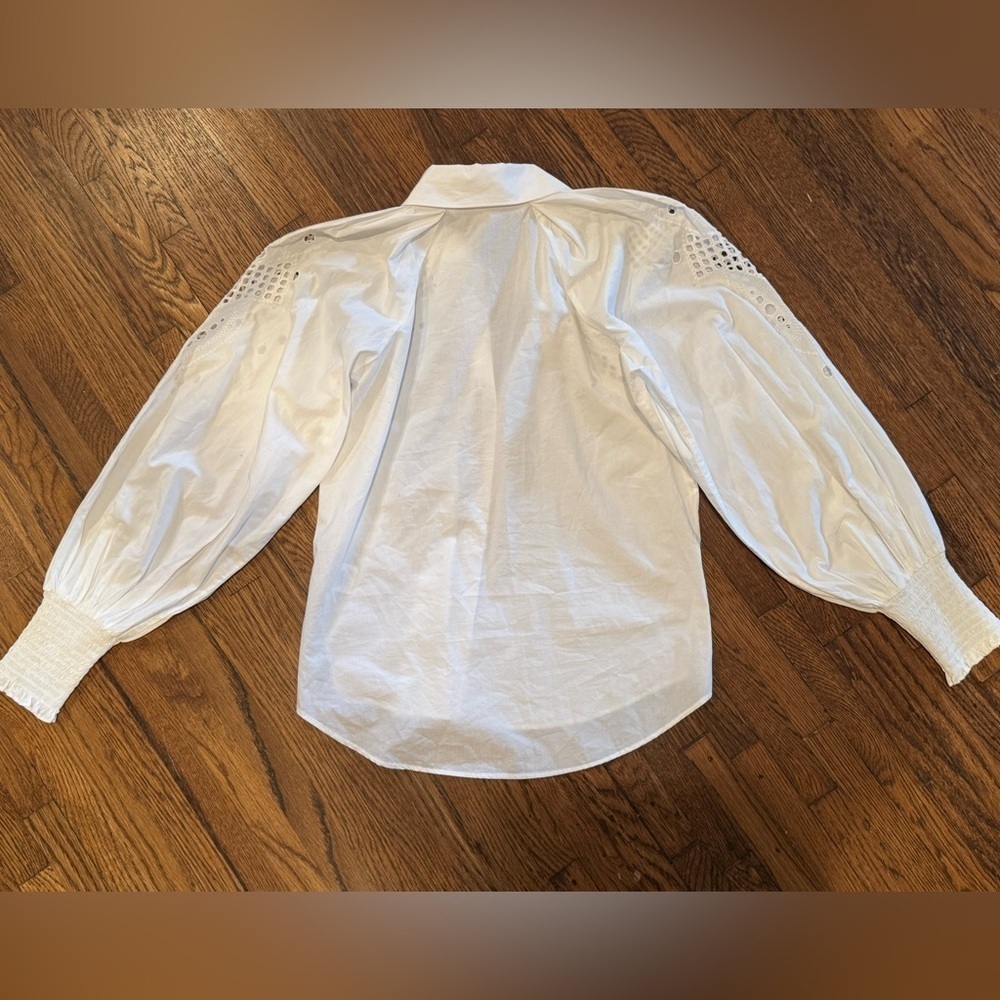 Veronica Beard Lilah Lace Cut Out Geometric Abstract White Eyelet Blouse Size 4 - Picture 11 of 11